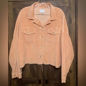Peach Aerie Corduroy Button-Up Jacket